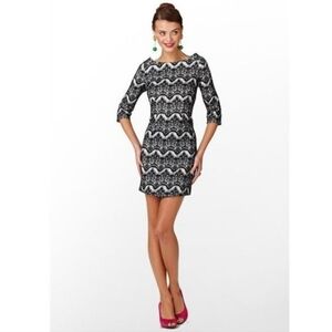 LILLY PULITZER Black & White Knit Wit Nikola Lace Cocktail Dress S